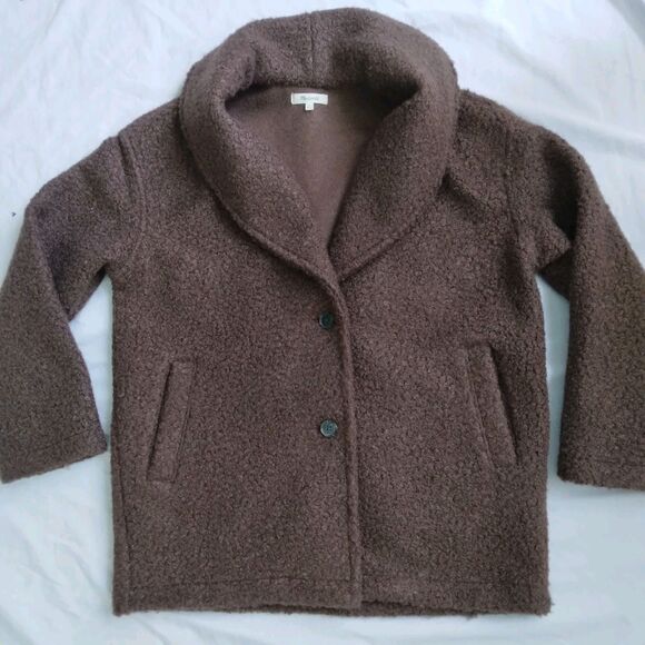 Madewell Pebbled Faux Shearling Shawl Collar Coat Women's Size Medium - Picture 3 of 15